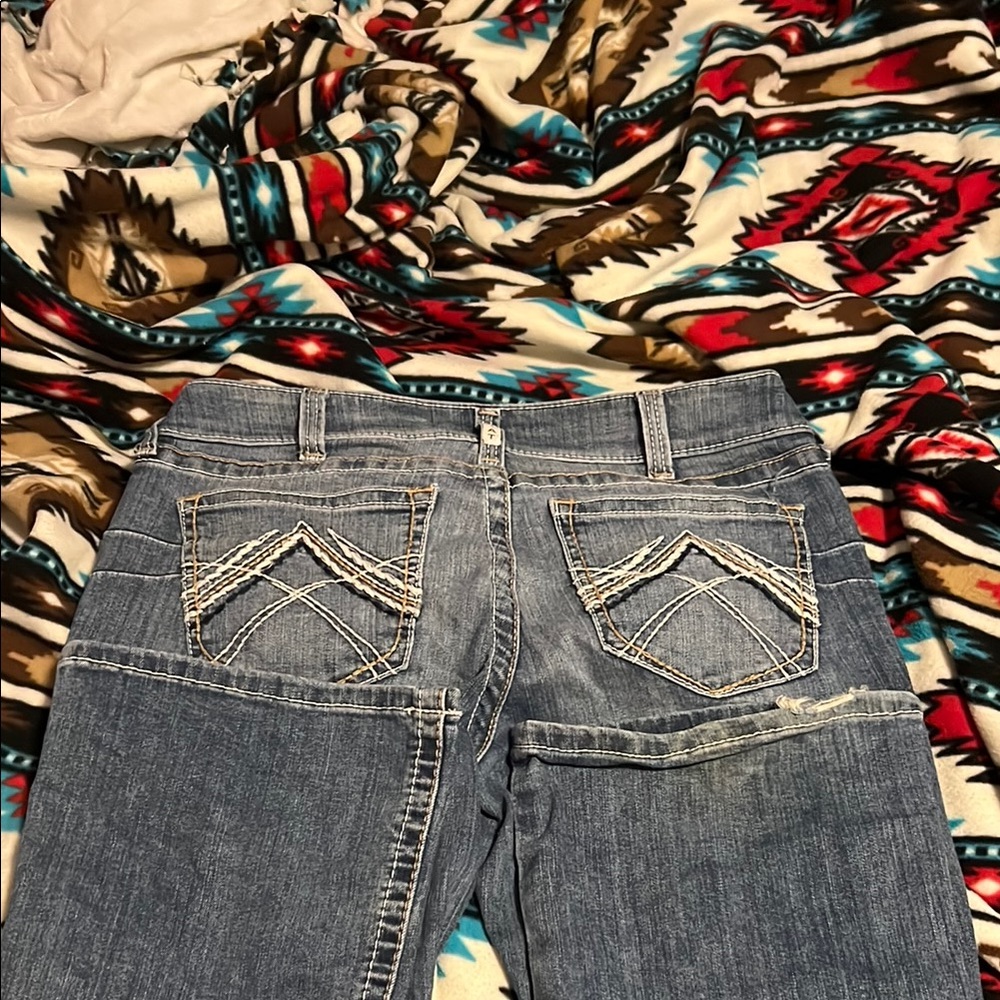 Ariat Blue Boot Cut Jeans with Classic Stonewash - Picture 2 of 2